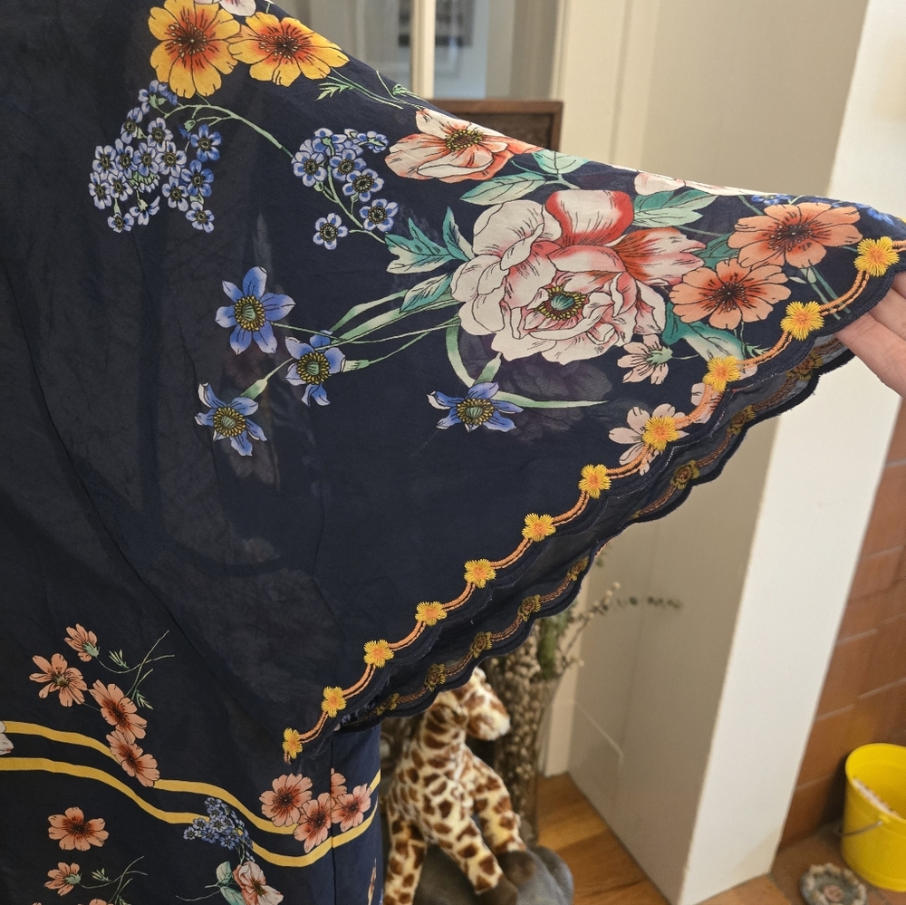Johnny Was Floral Semi-Sheer Blouse, Sz XL - Picture 5 of 9